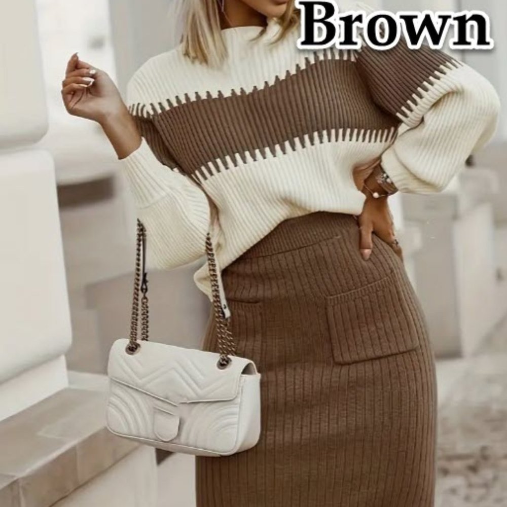 Casual Brown 2-piece set (sweater and skirt)
